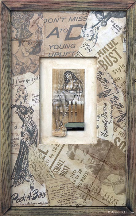 Jason and Katy D\'Aquino

Bettie Paige
Graphite on Matchbook, Collaged Handmade Paper  |  8\" x 11\" •  $1200.