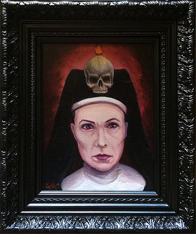 Jeremy Cross

Death Nun
Oil on Reclaimed Wood8\" x 10\" •  $500.