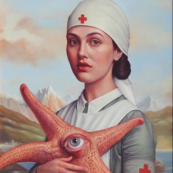 </br> <b>Paul Neberra</b> </br> <i>The Nurse & the Starfish</i></br>Oil on Canvas
</br>15.75” x 19.685”   •  $1800. </br><i>Cripple & the Starfish</i>  | Antony & the Johnsons</br> <font color="red">SOLD</font>