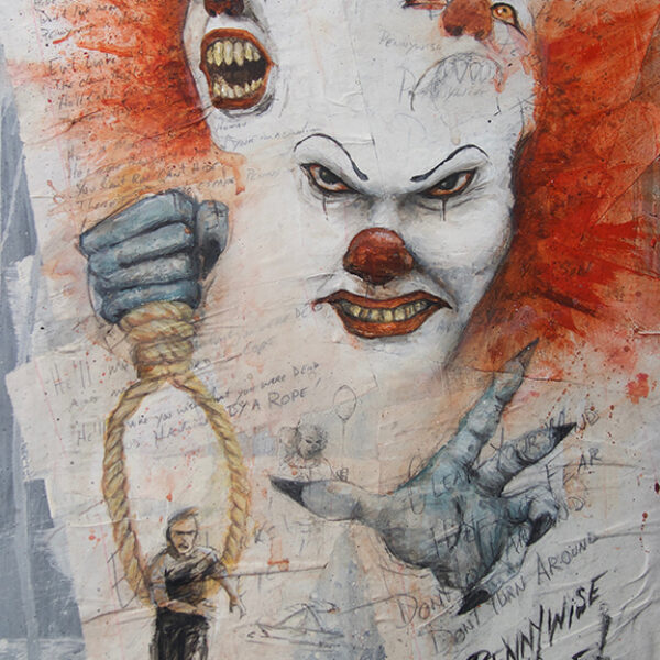 </br> <b>Matt Duquette</b> </br> <i> Pennywise
 </i></br>Acrylic on Paper
</br>15” x 20”•  15” x 20” </br><i>Pennywise</i>  | Pennywise