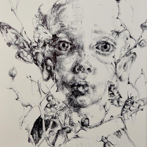 </br> <b>Jaclyn Alderete</b> </br> <i>Hawthorne</i></br>Ball point pen 
</br>11" x14" framed   •  $300.