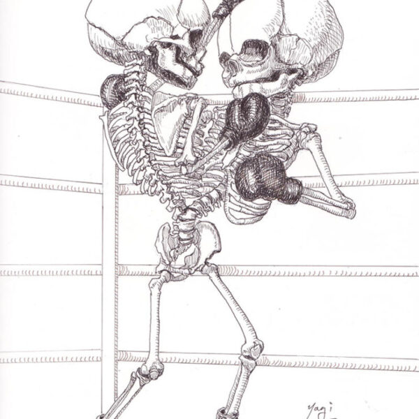 </br> <b>Sandra Yagi</b> </br> <i>Boxing Twins #1</i></br>Pencil and ink on paper
</br>9" x 12" •  $400.