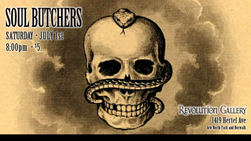 SOUL_BUTCHERS_FB-1024x576-1 Skull with snake, event details on poster.