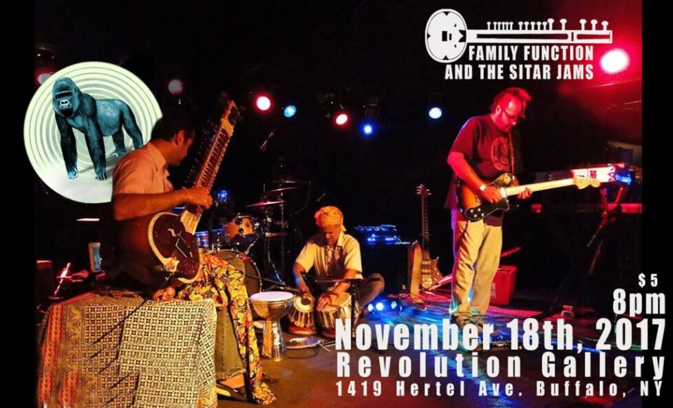 family_funktion-1024x622-1 Band performing live on stage with instruments.