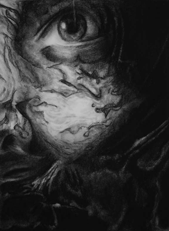 FRAGMENT1 Surreal eye artwork with abstract details.