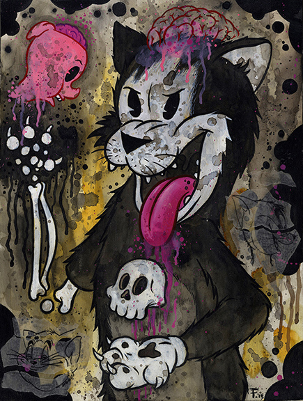 Frank Forte

Cat Dreams Redux
Acrylic, charcoal, and ink on wood |  9\" x 12\"  •  $300.