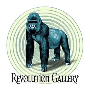 REVOLUTION_LOGO__sm-1-1 Gorilla illustration with "Revolution Gallery" text.