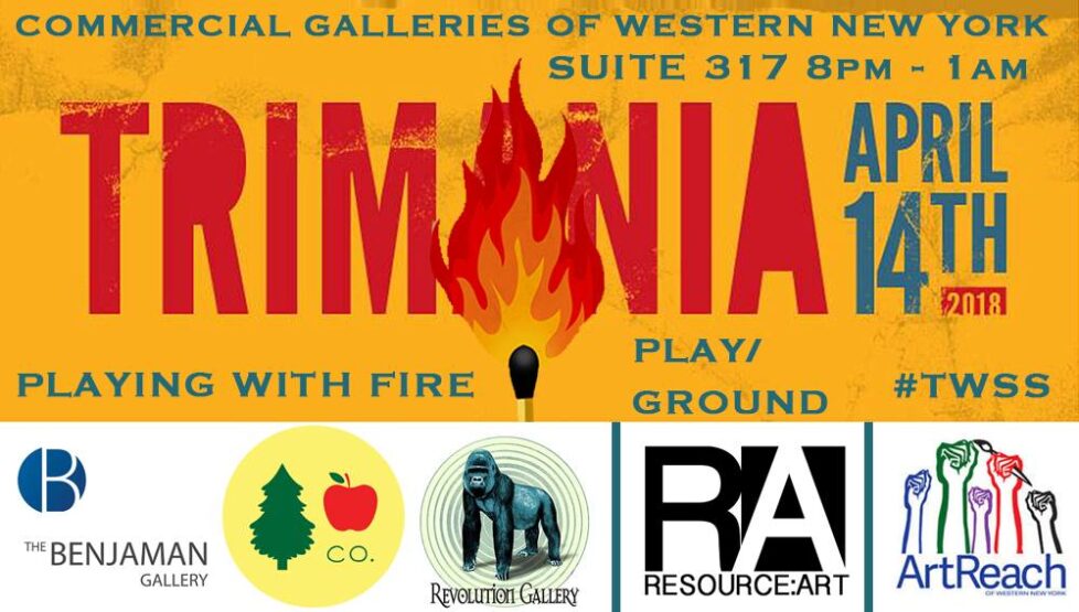 Event poster with flame graphic and logos.