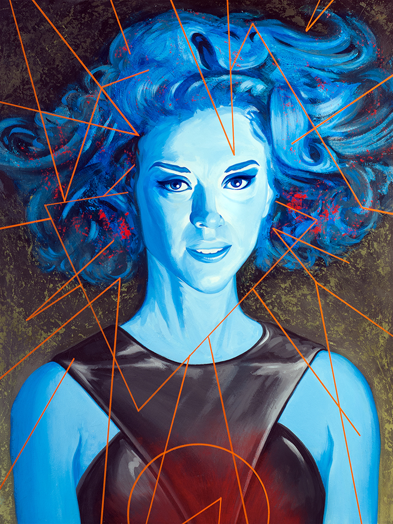 St. Vincent - Digital Witness Blue-toned portrait with geometric orange lines.