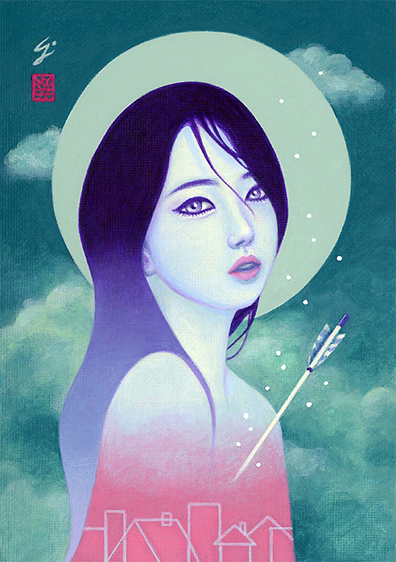CAROLINA_SETH_WISTFUL Surreal portrait of woman with arrow.