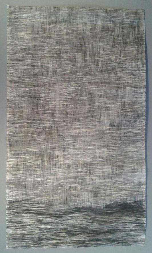 FELICE_KOENIG_OCEAN Abstract textured drawing with horizontal lines.