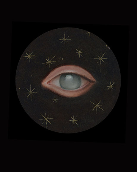 JASMINE_WORTH_Worth_AllSeeing Eye surrounded by stars in dark circle.