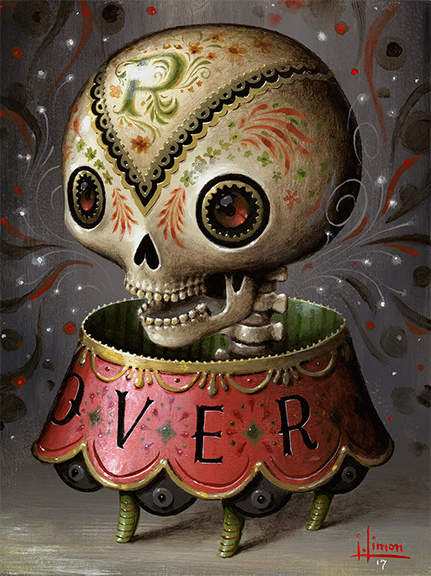 JASON_LIMON Decorative skull art with floral patterns.