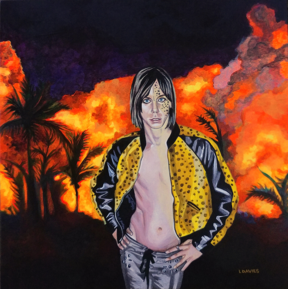 LEANNE_DAVIES_SearchAndDestroy_SM Person in leopard print jacket, fiery background.