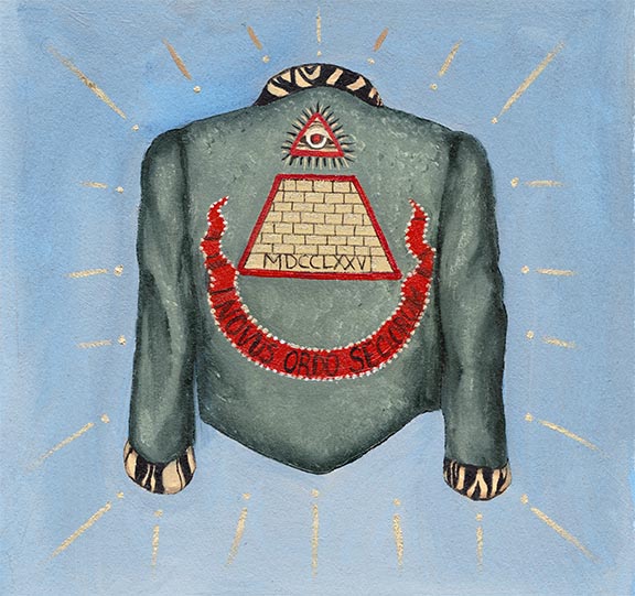 PROFFER_SS_LR Jacket with eye and pyramid design.