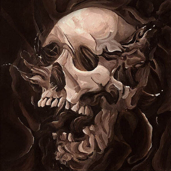 </br><b>Tricia Butski</b> </br> <i>Skull (Umber)</i></br>Acrylic on hardboard</br>5” x 5”  •  $150.</br>