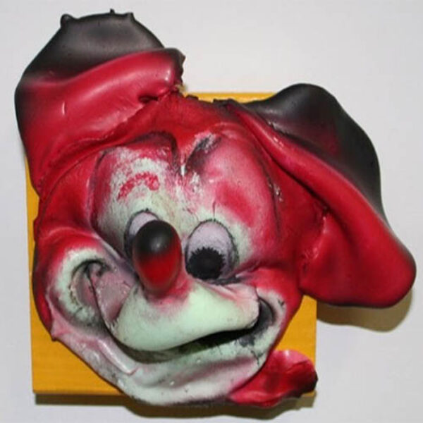 </br><b>Matthew Dutton</b></br><i>Melty Mouse</i></br>Urethane Resin, paint on wood, mixed media<br>5” x 5”  •  $200.</br>