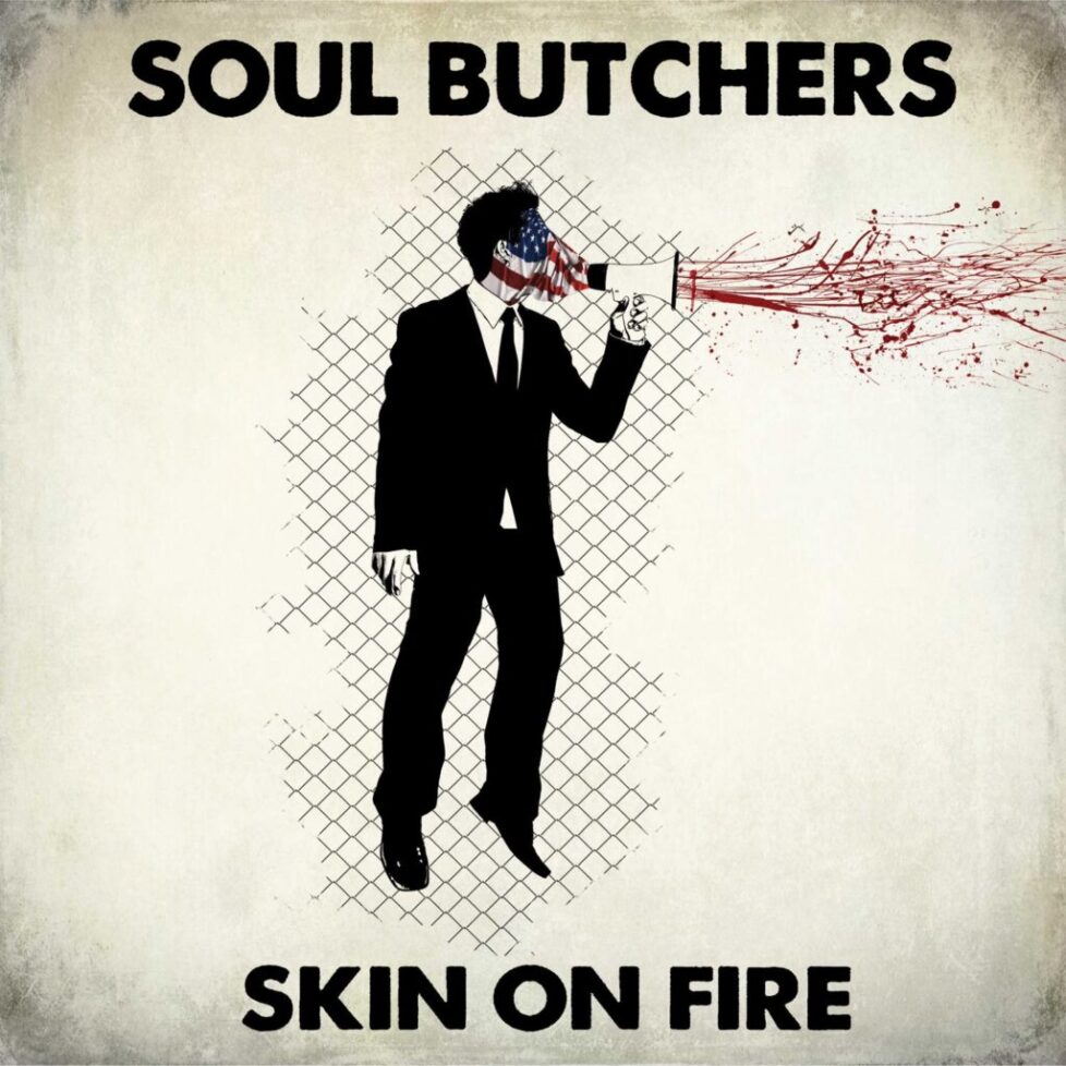 SOUL_BUTCHERS_APRIL27th-2 Man in suit, American flag face, gun.