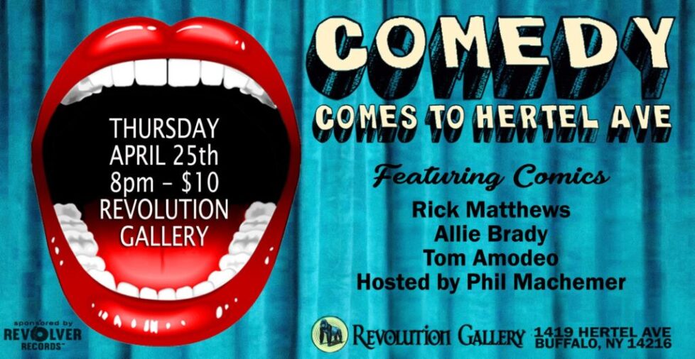 comedy_april-1 Comedy event poster with red lips graphic.