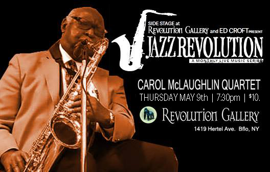 CAROL_JAZZ-1-1 Saxophonist performing at Jazz Revolution event poster.