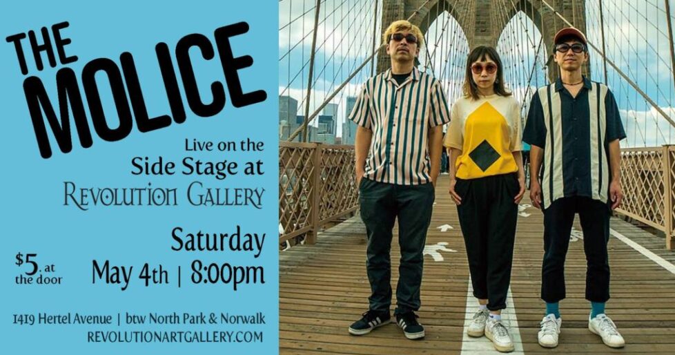 MOLICE-1 Band posing on a bridge advertisement.