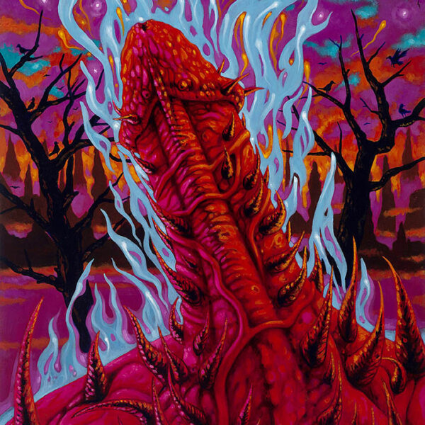 </br><b>Sean Madden</b></br><i>Satan’s Hot, Burning Cock</i></br>Oil on masonite<br>24” x 30” •  $1800.  <br>
