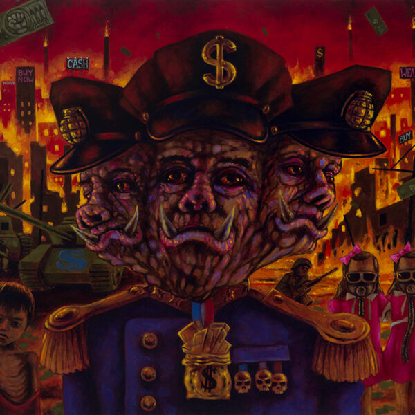 </br><b>Sean Madden</b></br><i>War Pigs</i></br>Oil on masonite<br>24” x 30” •  $1000.  <br>