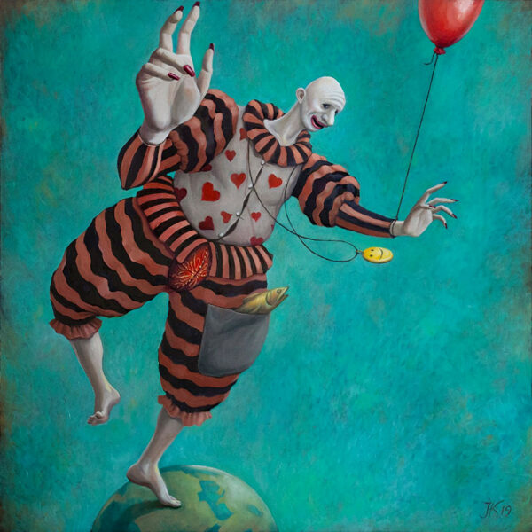 </br><b>Juliana Kolesova</b></br><i>The Apotheosis of Stupidity</i></br>Oil on wood panel<br>22.75” x 22.75” •  $3200. <br>
