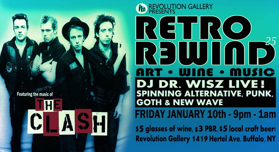 81164094_10156493660700448_7913271028615217152_o-1 Retro Rewind poster featuring The Clash band.