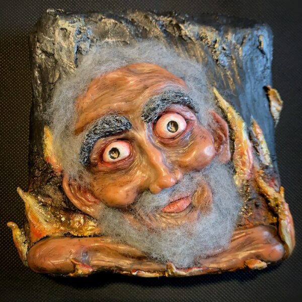 </br><b>Tamara Rettino</b></br><i>In Hell They Want Ice Water</i></br>Polymer Clay and acrylic<br>5” x 5”  •  $125.</br>