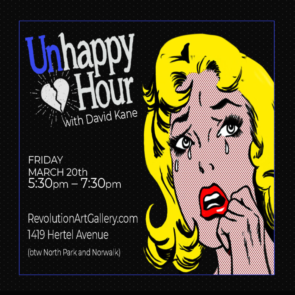 UNHAPPY_HOUR_MARCH20th_square-1 Pop art crying woman, Unhappy Hour event.