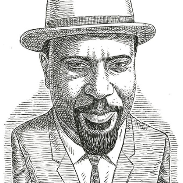 </br><b>Charlie Powell</b> </br> <i>Thelonious</i></br>Ink on Paper </br>8" x 10" •  $250.</br>