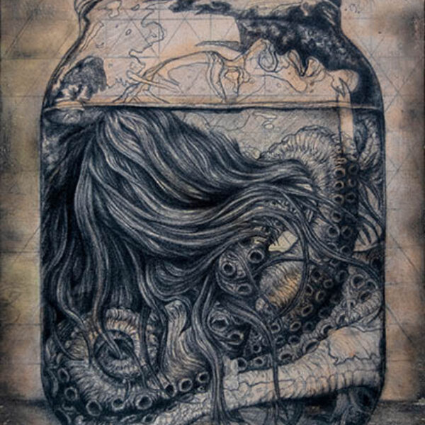 </br><b>Erin Ruffino</b> </br> <i>Specimen Seven: Beatification</i></br>Graphite on wood putty</br>covered Illustration Board</br>7" x 10"  •  $300.</br>