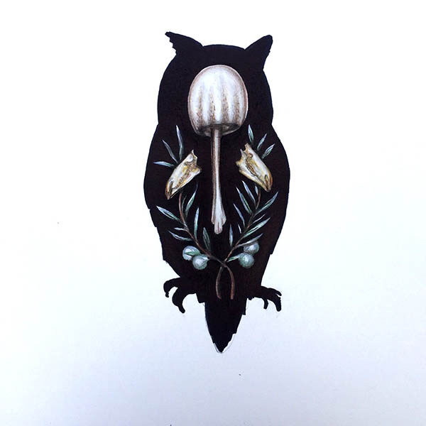 </br><b>Kelly Vetter</b> </br> <i>Night Owl</i></br>Colored Pencil and Marker on Paper</br>8.25" x 12" •  $400.</br>