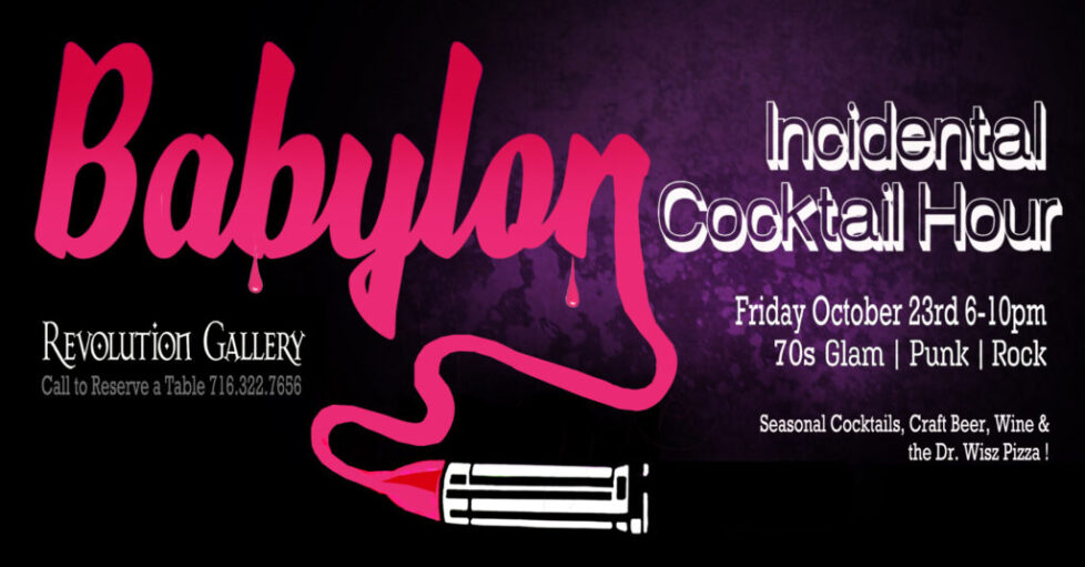 Babylon_FBbanner_3-1 Babylon cocktail hour event poster.