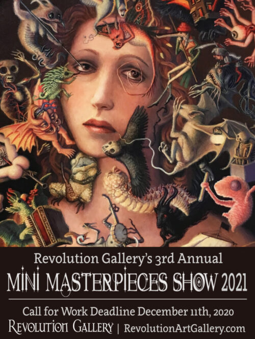 MINI_MASTERPIECES_2021_sm1-768x1024-500x666-1 Surreal artwork with various fantasy creatures.
