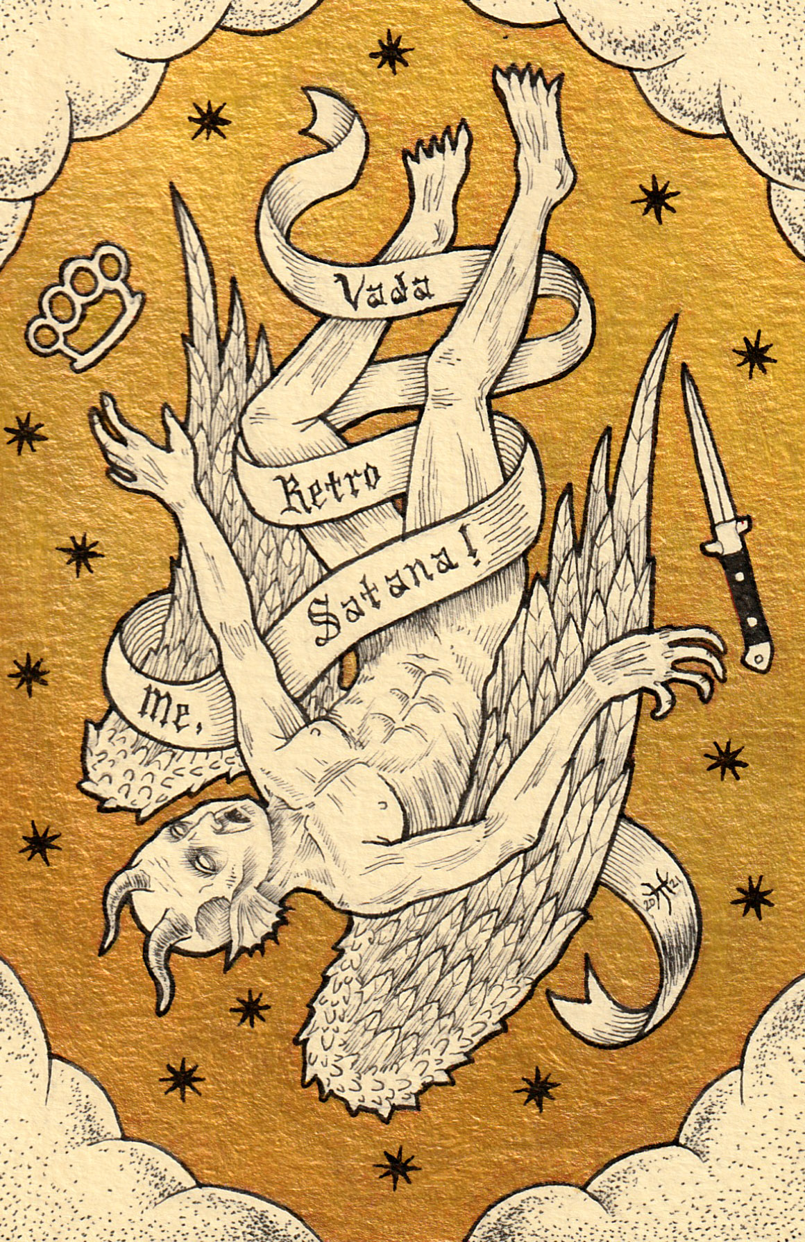 JH-DESCENT_FOR_WEB copy A drawing of an angel with wings and a sword.