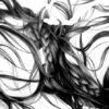 A drawing of some hair with long strands