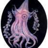 A painting of an octopus with long tentacles.
