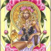 A woman with long hair and flowers in her hair.