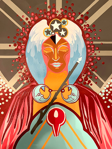 EVA_HUBER_THE_CHARIOT_lr A painting of a woman with a star on her head.