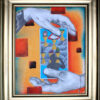 A painting of hands holding an image in front of them.