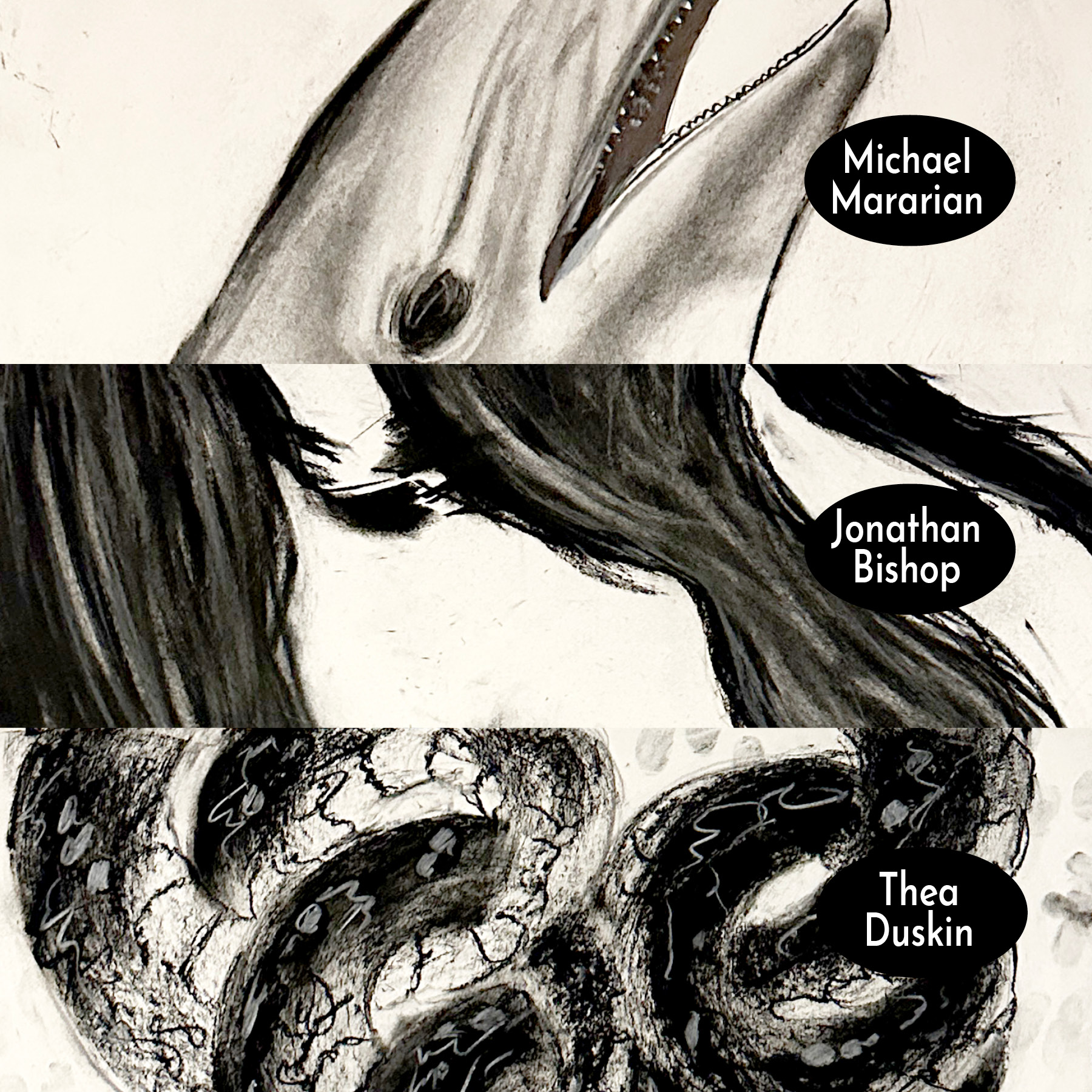 Exquisite Corpse Drawing Five - Michael Mararian, Jonathan Bishop, Thea Duskin