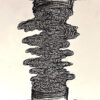 A drawing of a spiral staircase made out of wire.