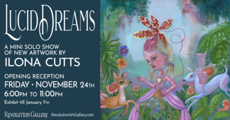 RG_LUCID_DREAMS_FB_BANNER-1024x536-450x235-1 Whimsical art exhibit promotional poster.