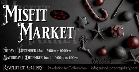 Misfit Market event flyer with dark decorations.