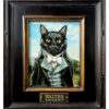 A painting of a cat wearing a suit and tie.