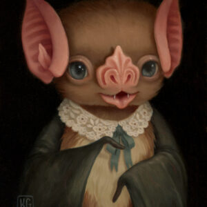 A painting of a pig wearing a dress