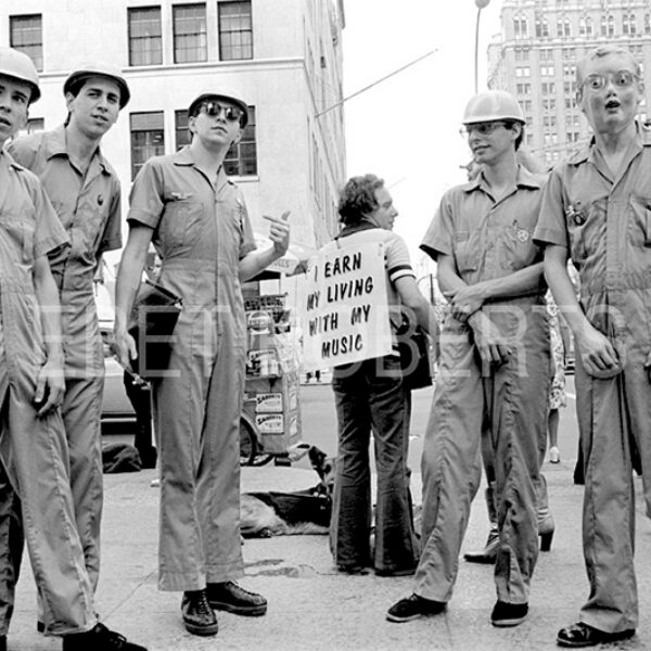 DEVO in New York City on July 9, 1977.