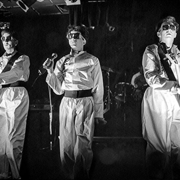 Members of the band Devo perform live at The Paradise Rock Club in 1976 in Boston, Massachusetts.